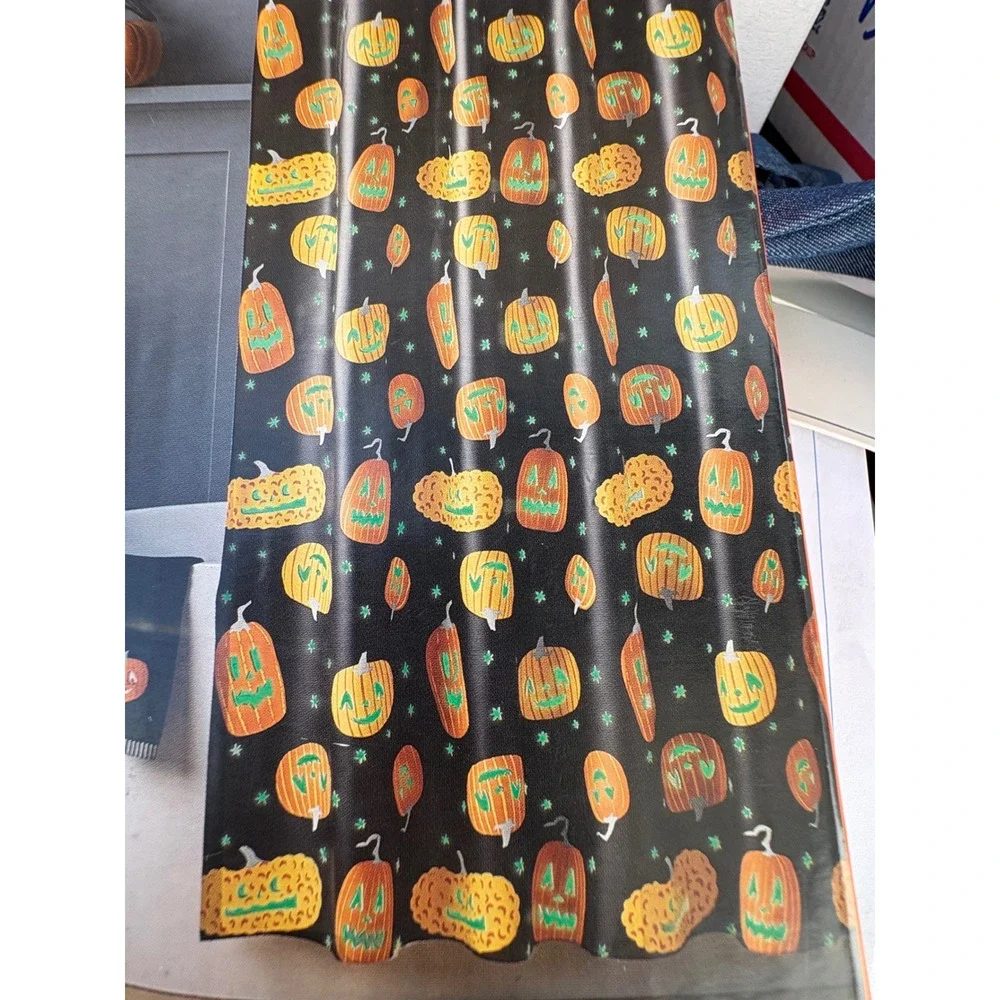 Hyde and Eek Halloween Glow-in-the-Dark Pumpkin Shower Curtain Black 72x72 PEVA